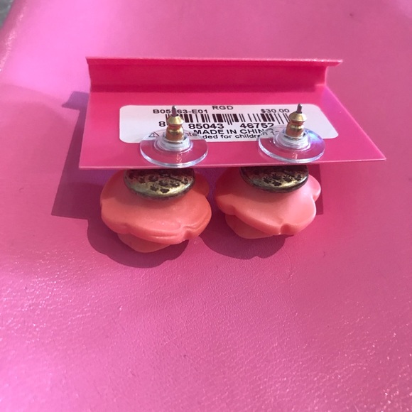 Peach pink rose earrings tea party Betsey Johnson